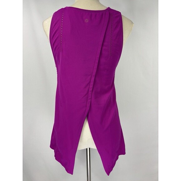 Athleta Foothill Tank Top Shirt Pink Exotic Fuchsia Small Split Back Laser Cut - Picture 4 of 10
